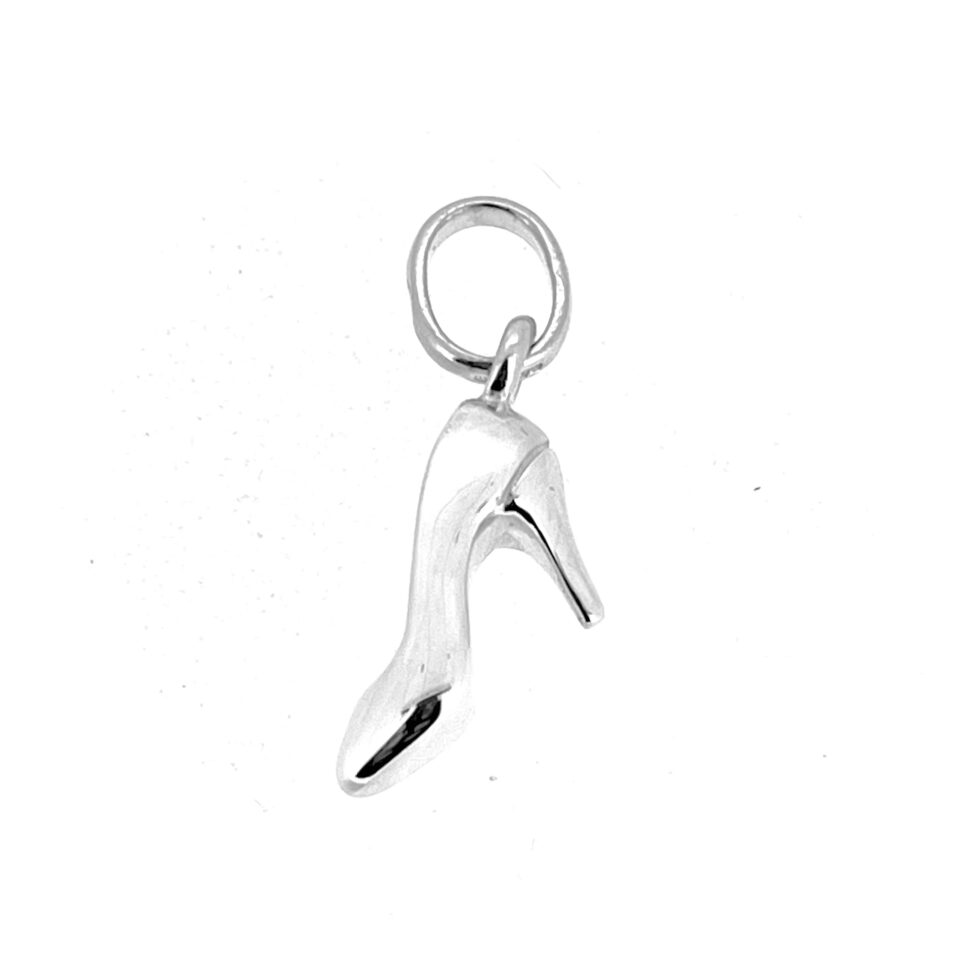 Solid silver charm showing toe box and heel