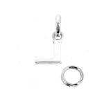 Initial L charm photographed on white background