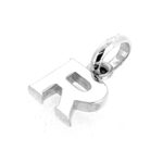 Sterling silver initial R charm on white background