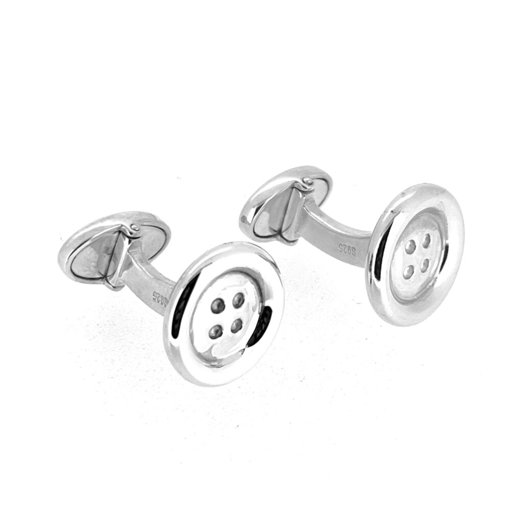 Circular button-front cufflinks with polished finish