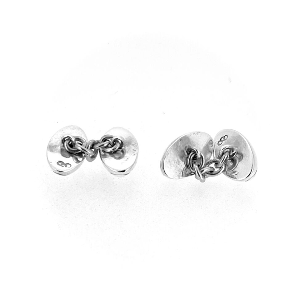 Domed oval silver cufflinks with flat backs