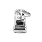 Sterling silver cab charm on white background