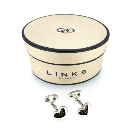 Vintage 2001 Links of London Sterling Silver Heart Cufflinks