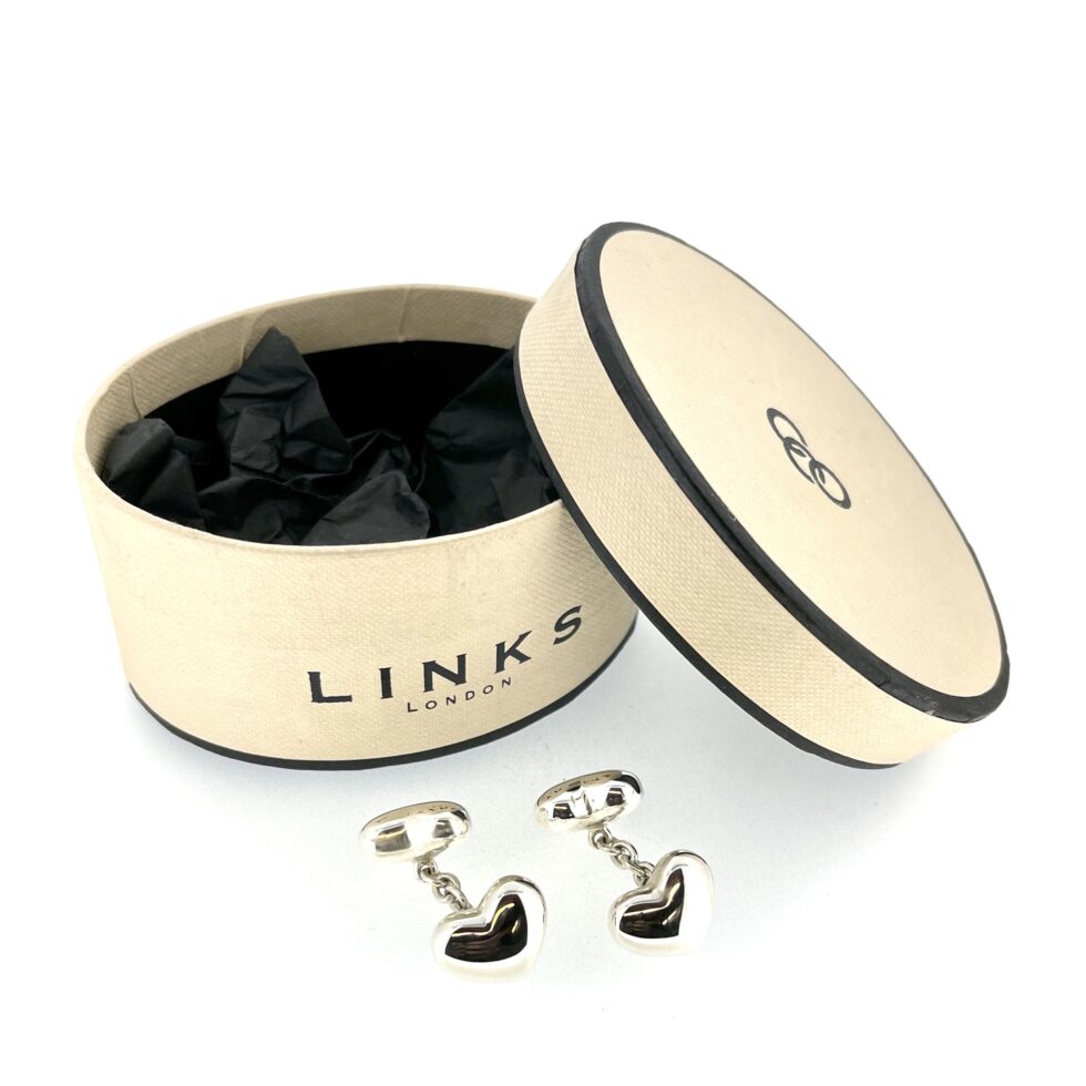 Vintage 2001 Links of London Sterling Silver Heart Cufflinks