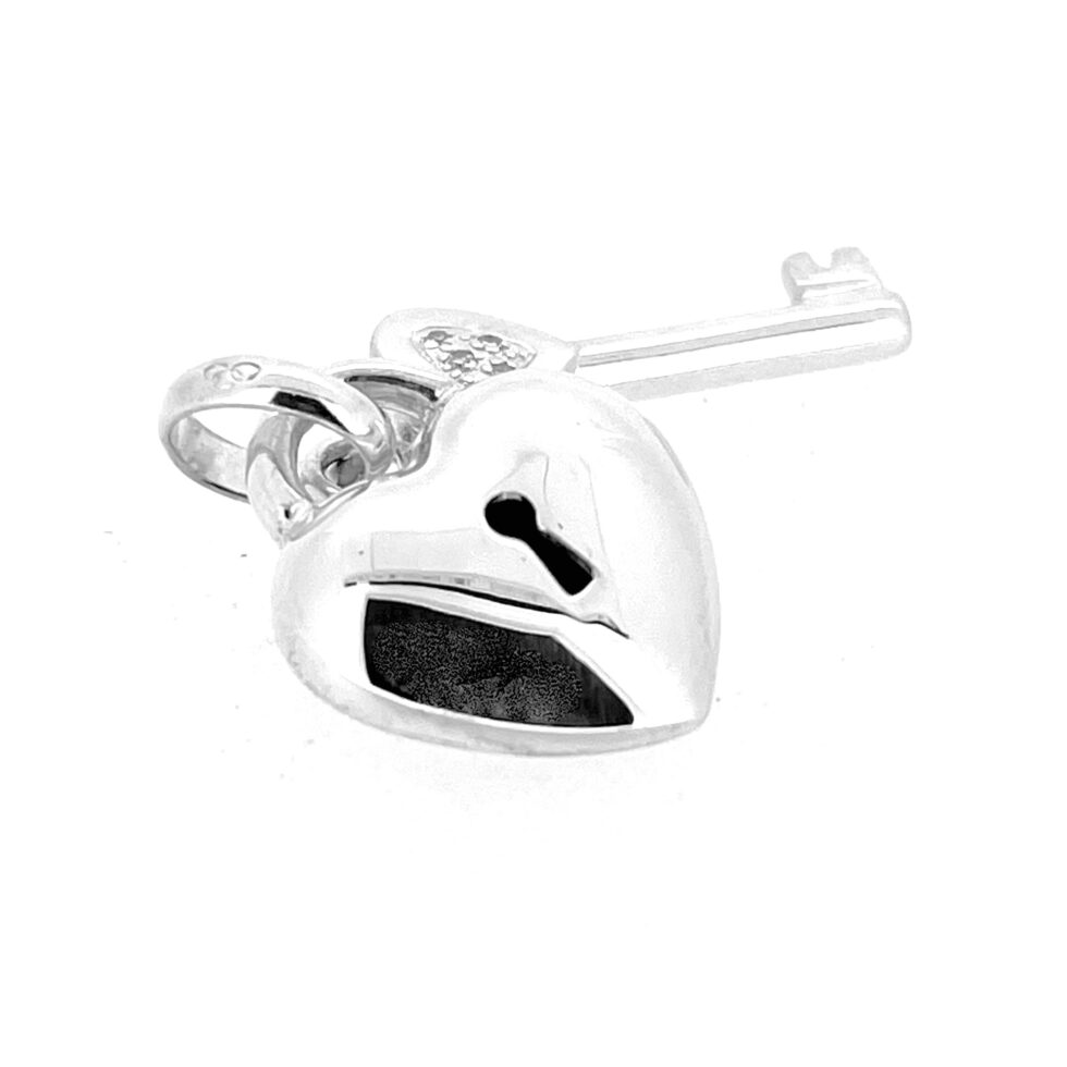 Vintage Links of London Heart Padlock & Key Charm – Sterling Silver & CZ (2010)