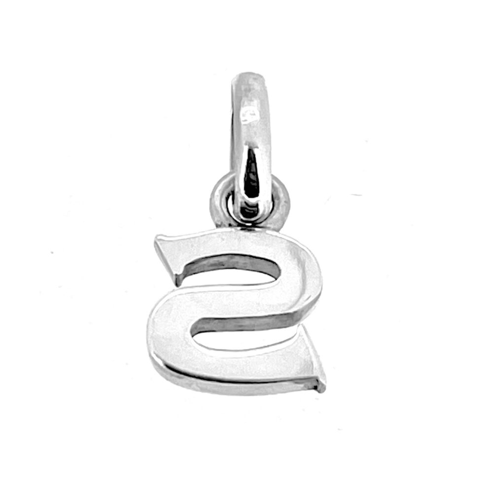 Reverse view of sterling silver Letter S charm