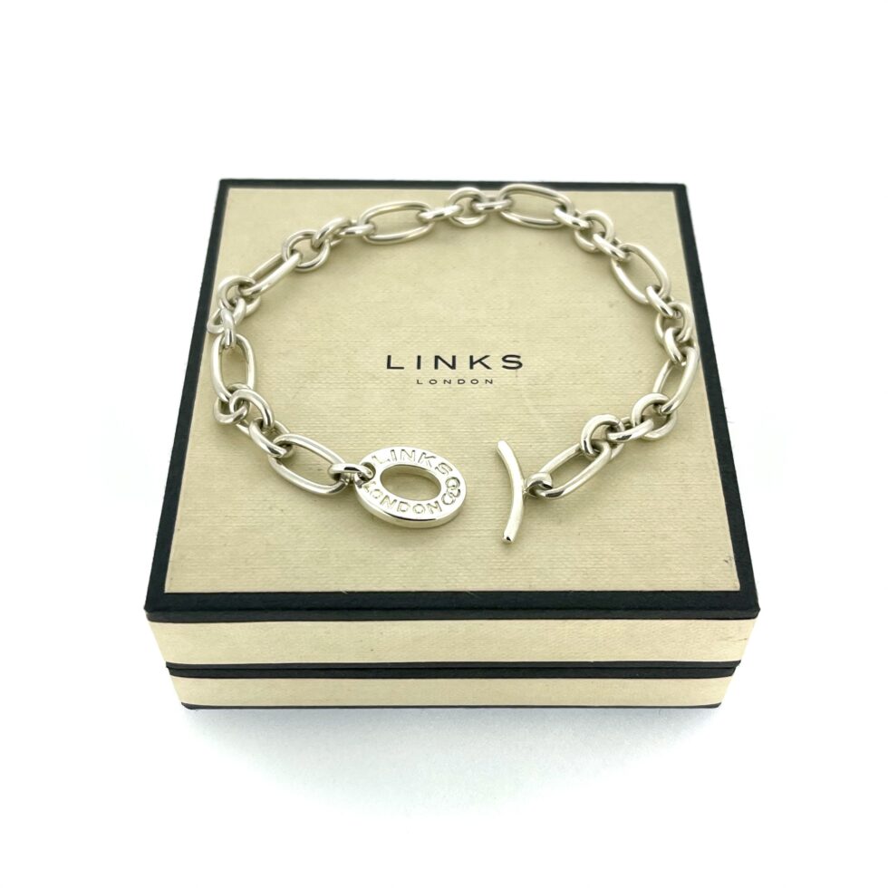 Vintage Links of London Sterling Silver Chain Charm Bracelet