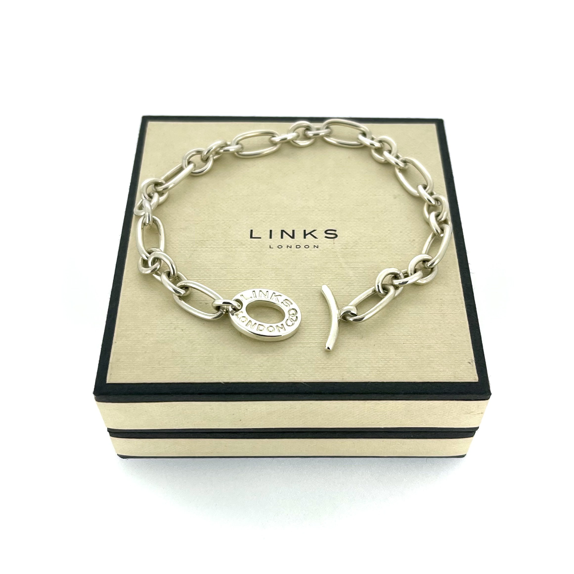 Vintage Links of London Sterling Silver Chain Charm Bracelet