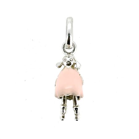 Vintage Links of London rag doll charm with pink enamel dress