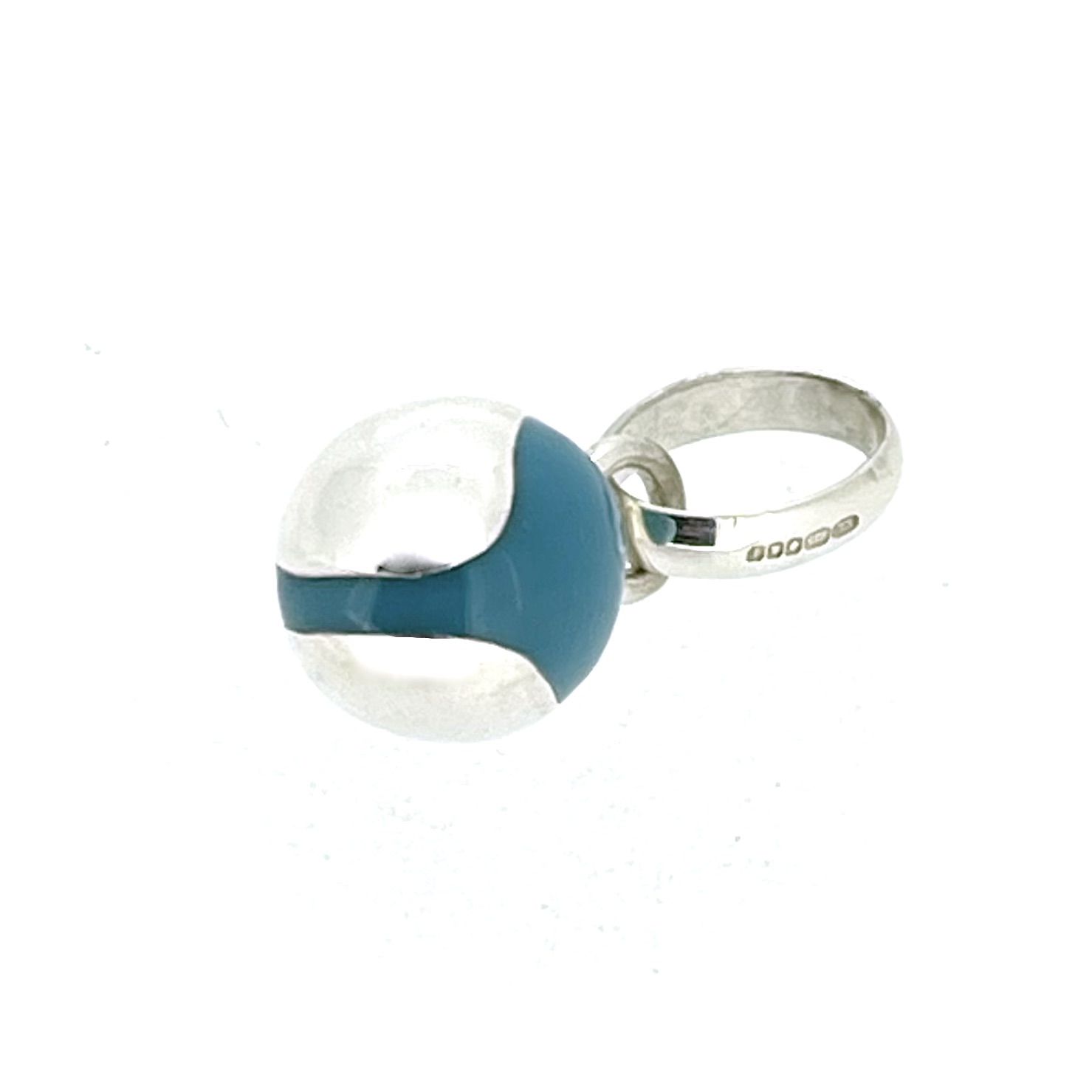 Sterling silver charm with alternating blue enamel panel from Links of London