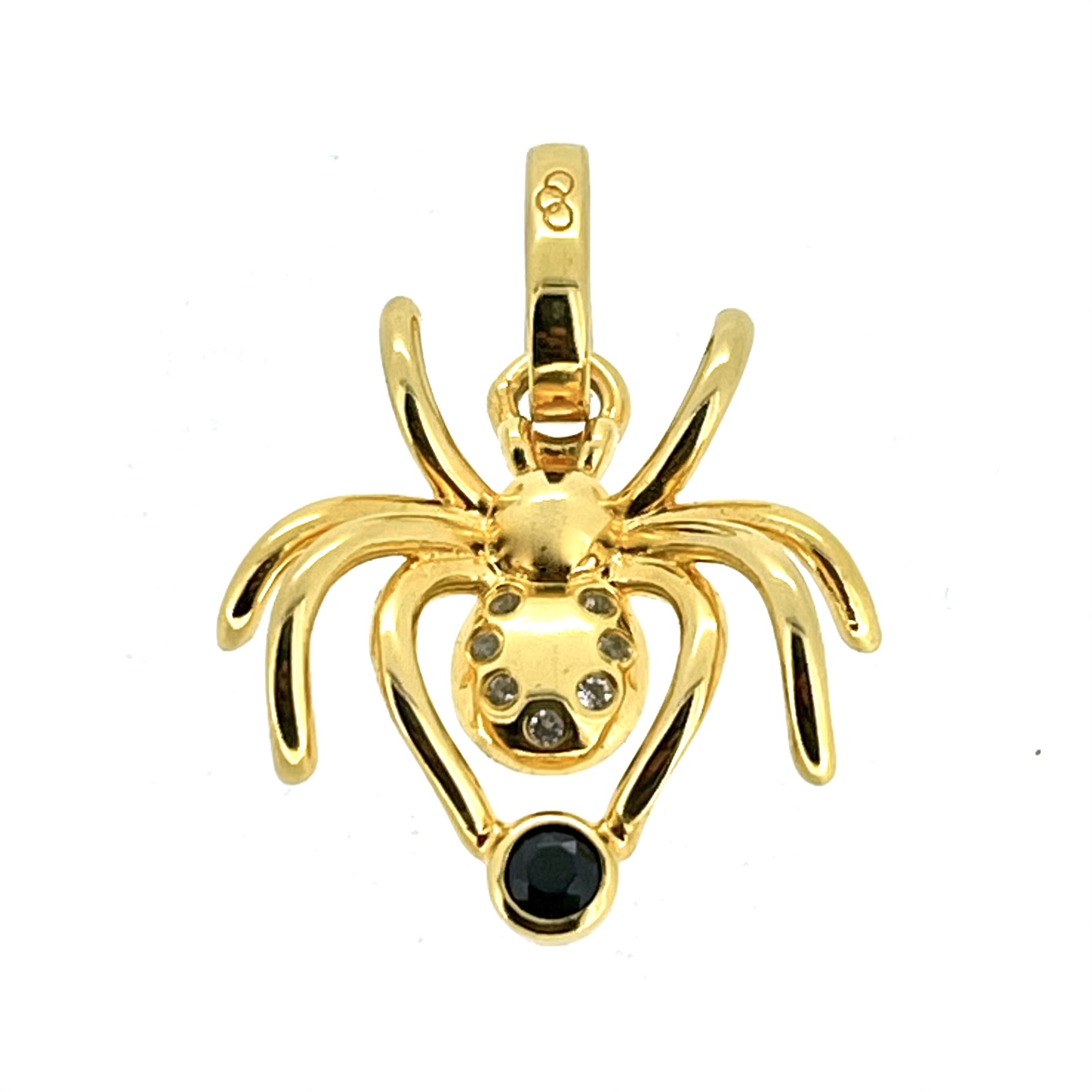 Close-up of spider charm legs and body detail