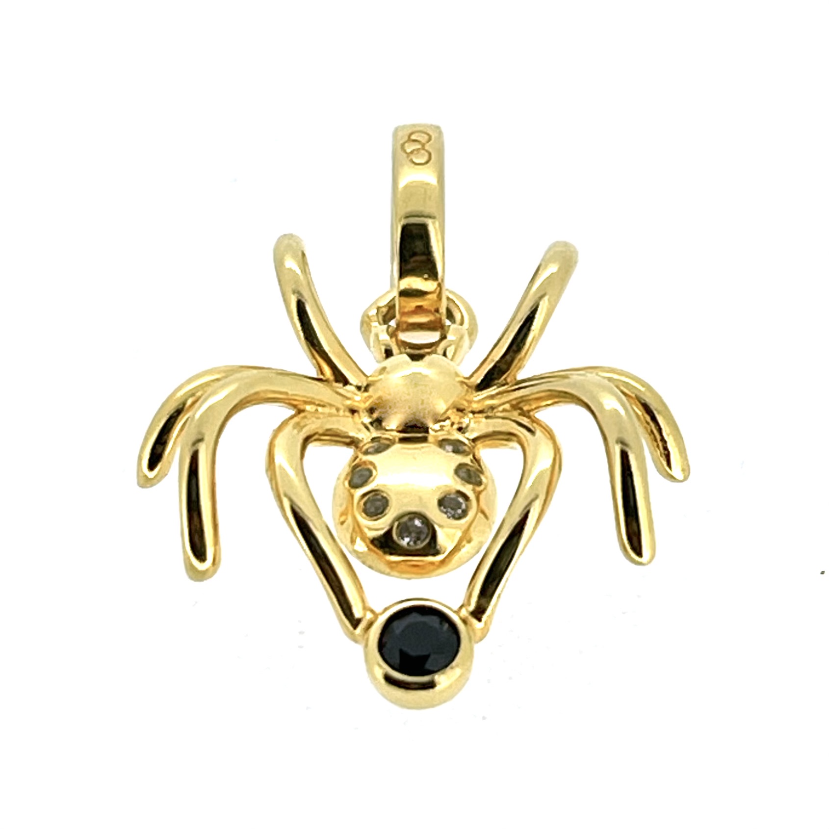Vintage Links of London gold vermeil Halloween spider charm on white background