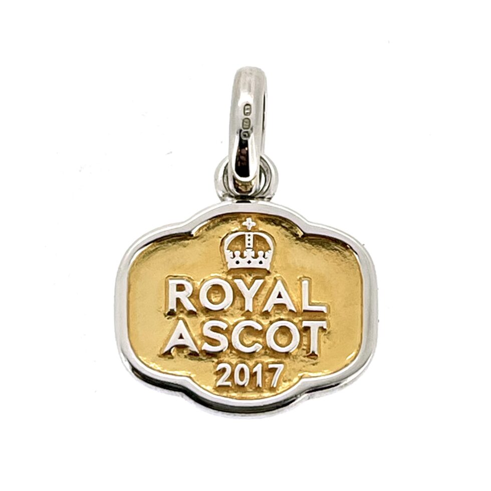 Sterling silver and gold vermeil Ascot badge charm