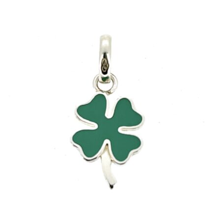 Close-up of polished four-leaf clover charm by Links of London