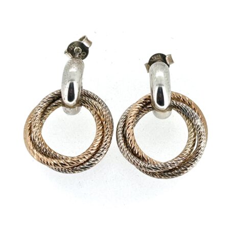 Close-up of two-tone interlocking rings on earrings
