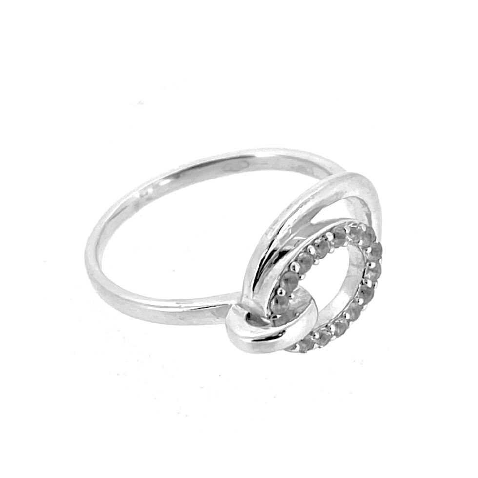 UK size P sterling silver ring with CZ stones