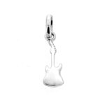 Sterling silver guitar charm photographed on white background