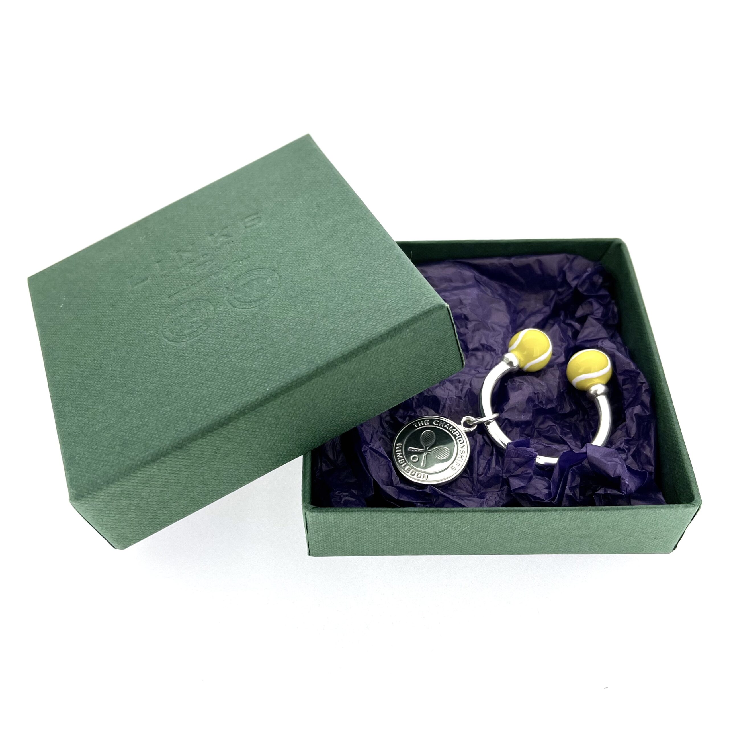 Keyring displayed in original Wimbledon presentation box.