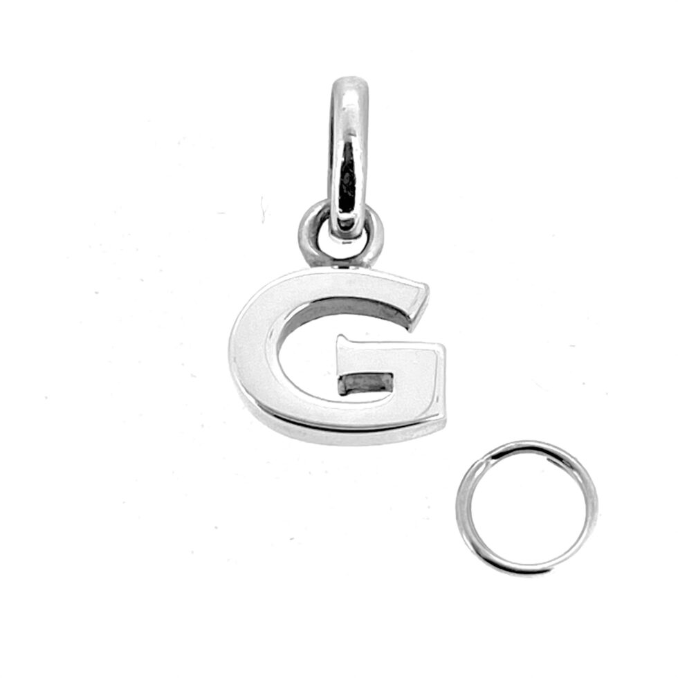 Initial G charm with split ring attached