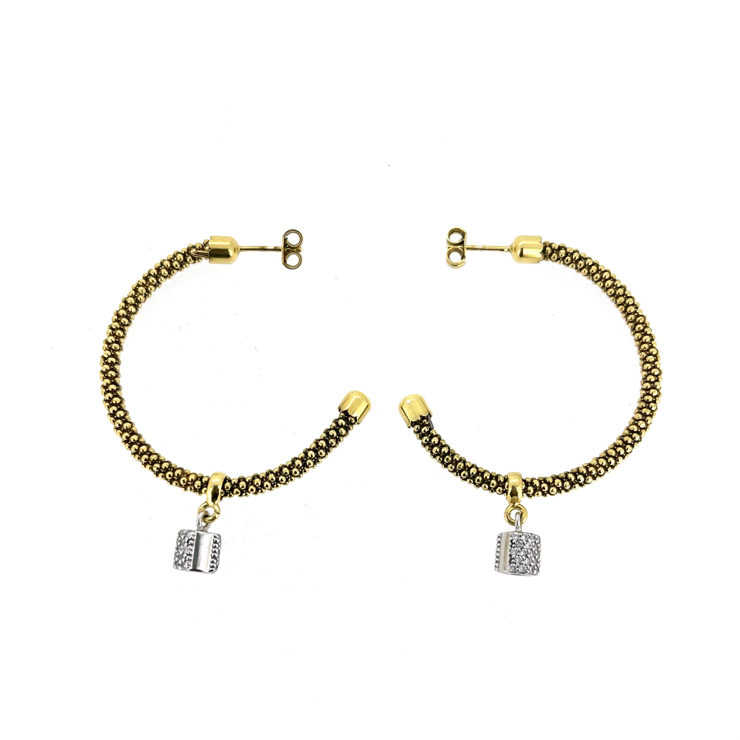 Links of London Effervescence Hoop Earrings in 18ct Gold Vermeil with Pavé Drop Charms