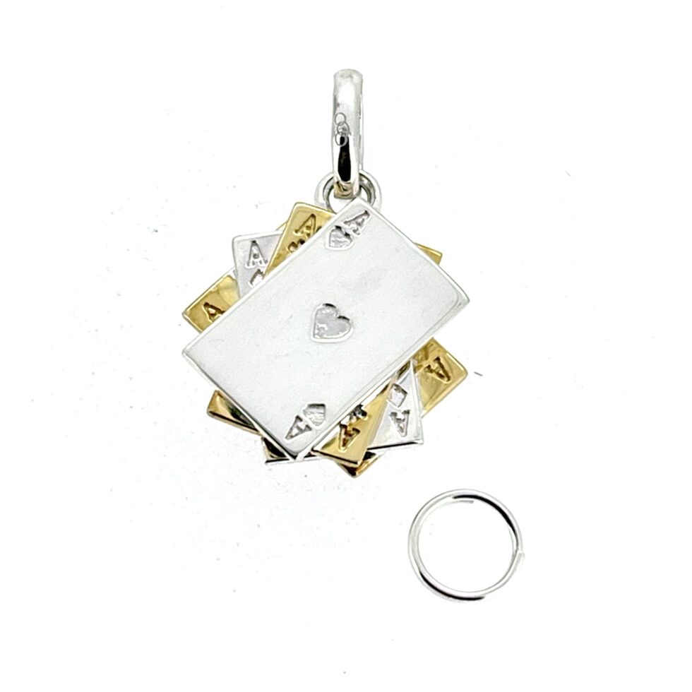 Close-up of Links of London four playing card charm