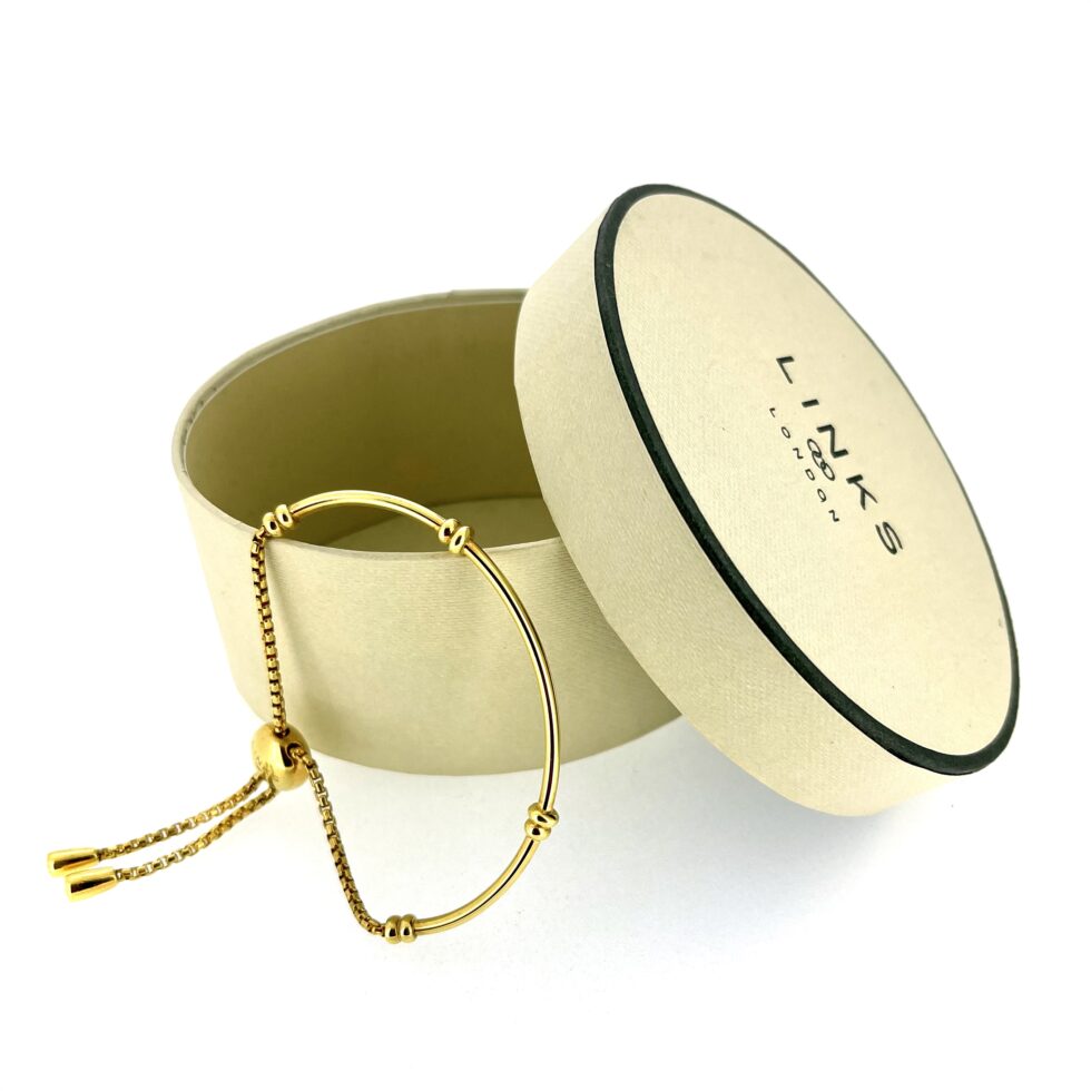 Vintage Links of London Half Bangle Half Chain Toggle Bracelet | 18ct Gold Vermeil