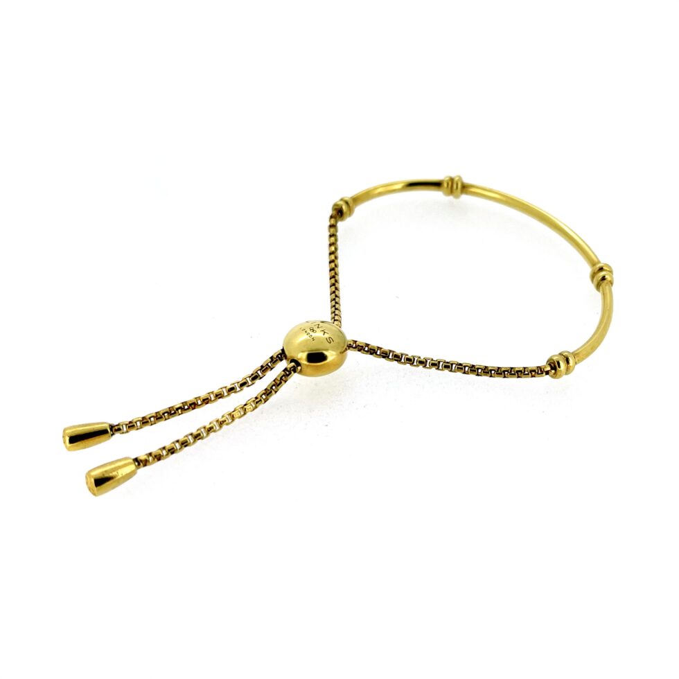 Polished oval bangle section with fresh gold plating