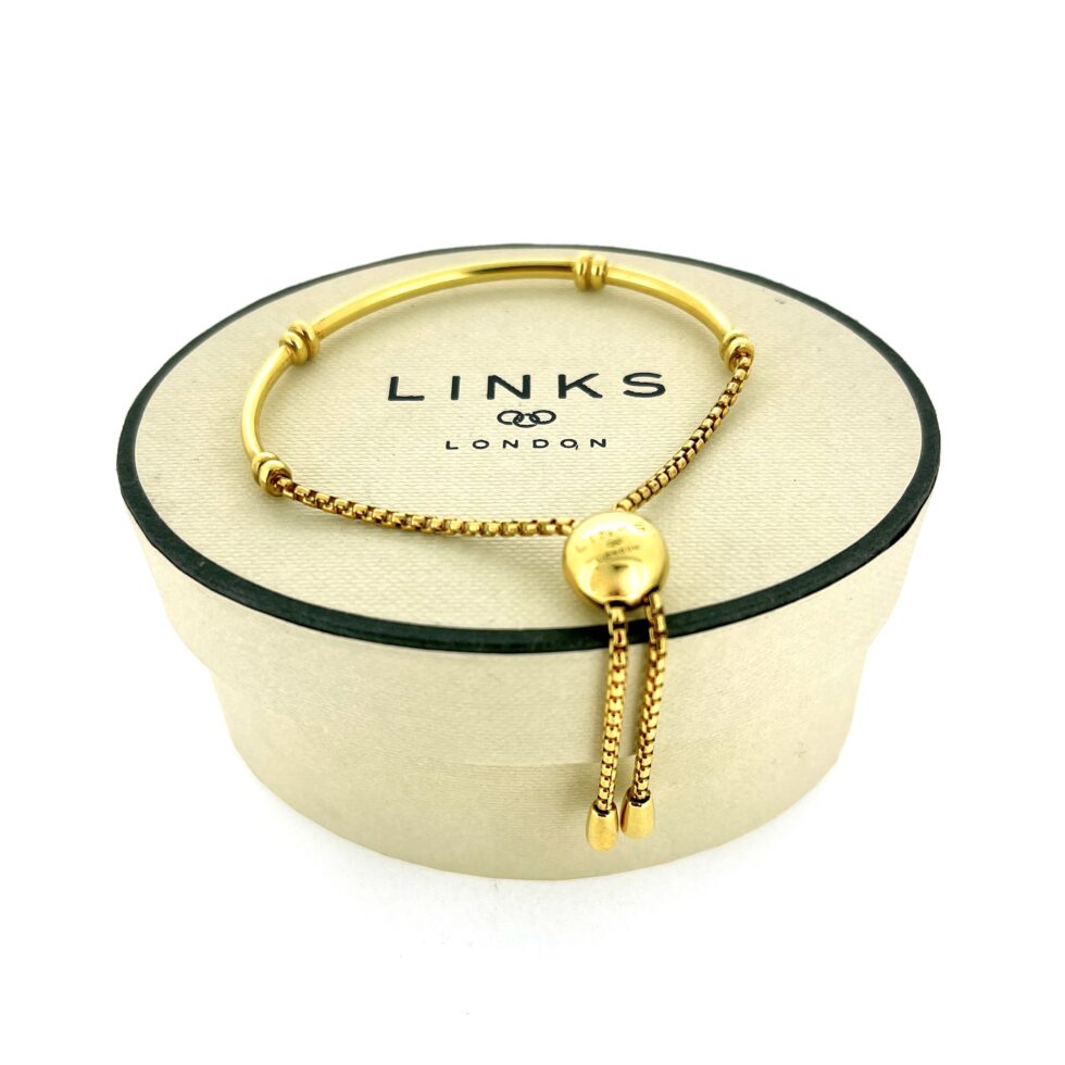 Vintage Links of London Half Bangle Half Chain Toggle Bracelet | 18ct Gold Vermeil