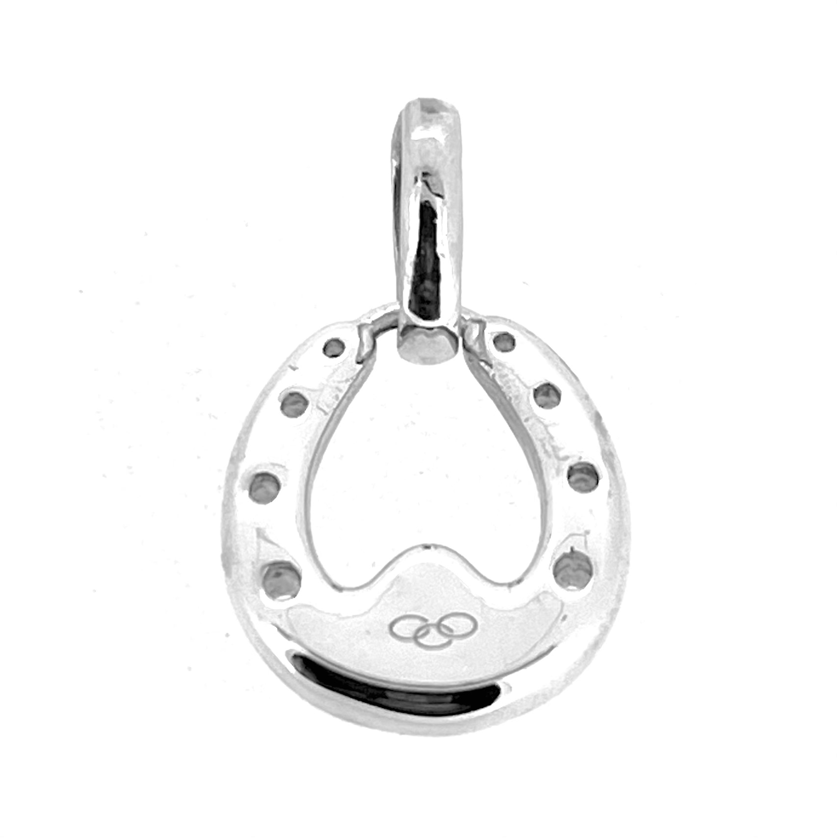 Sterling silver horseshoe charm with 8 nail hole details