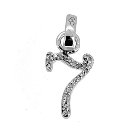 Sterling silver number 7 charm set with diamonds