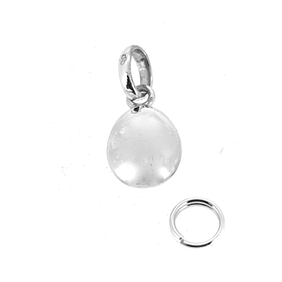 Hope Egg charm on white background showing mirror finish
