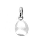 Close-up of polished sterling silver egg charm