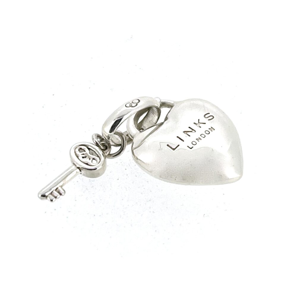 Heart and key charm with Links of London logo fob.