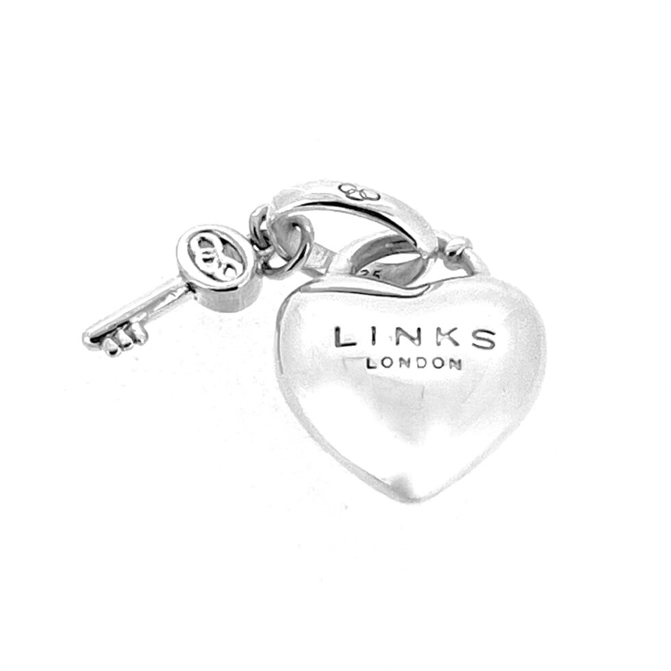 Vintage Links of London The Key To My Heart sterling silver charm.
