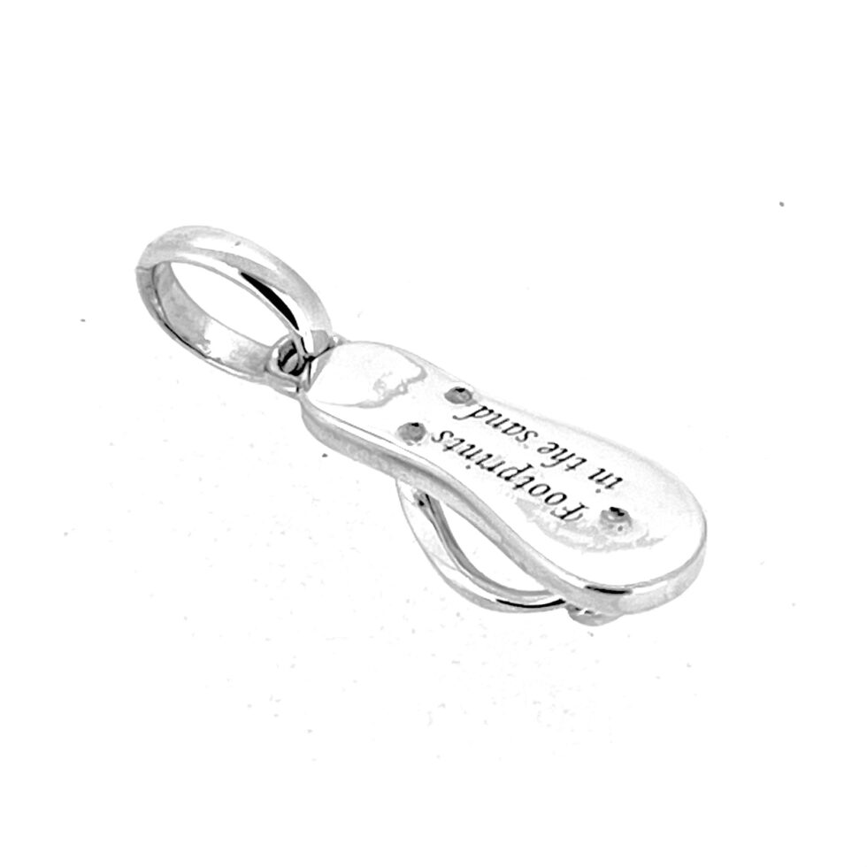 Back of flip flop charm with polished silver