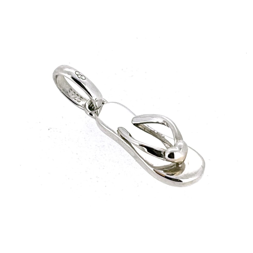 Solid 925 sterling silver flip flop charm