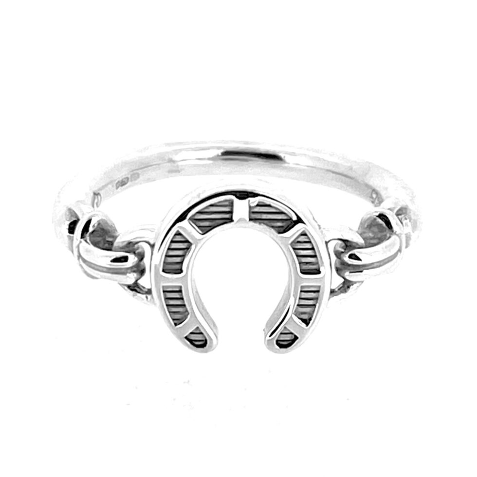 Vintage Links of London Horseshoe Ring | Sterling Silver Stirrup Shoulders | Ascot Style