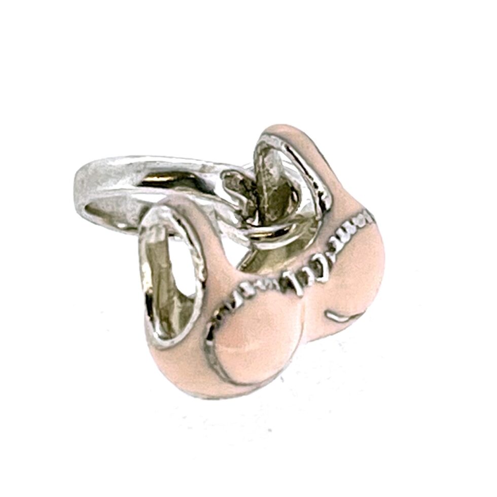 Detail shot of silver and enamel finish