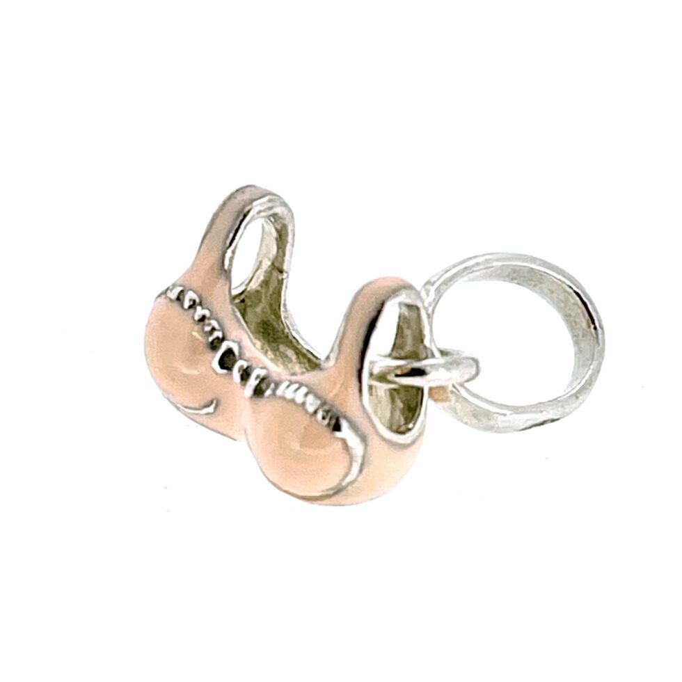 Side view showing enamel detail on bra cups