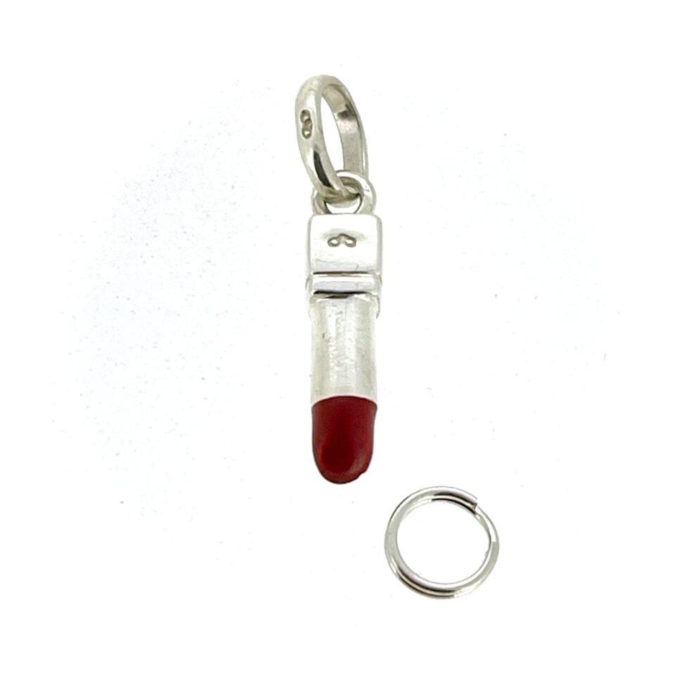 Top view of lipstick charm detailing