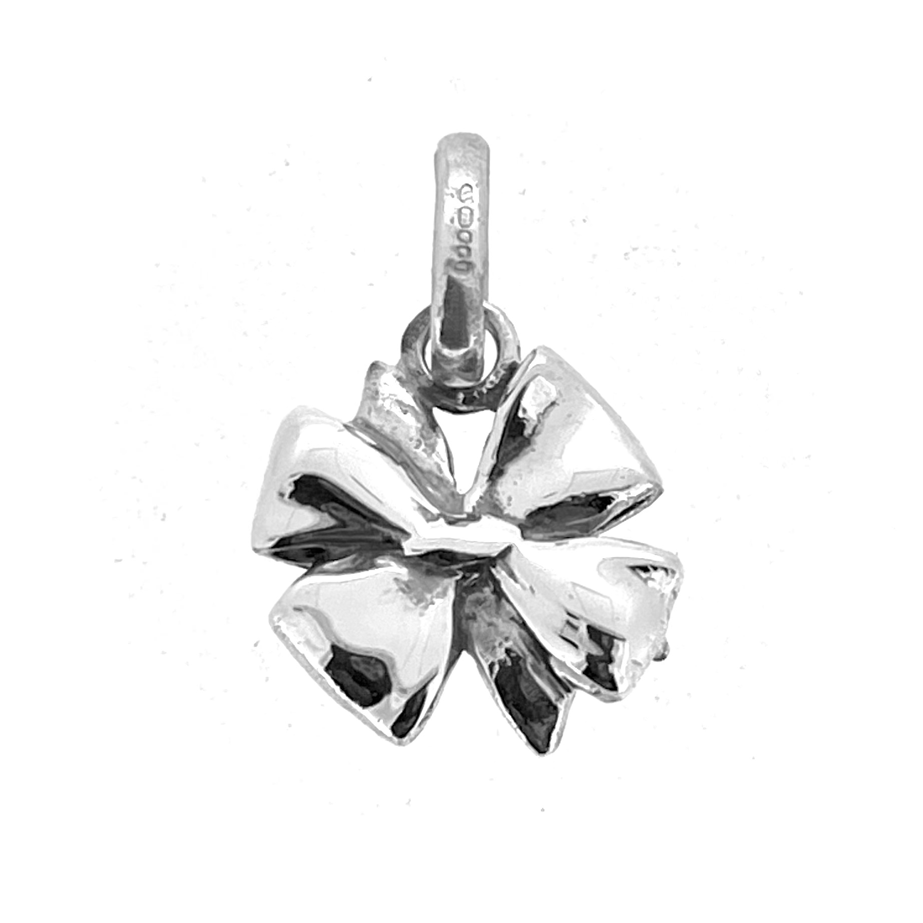 Vintage bow charm with bright silver finish