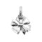 Three-dimensional silver bow charm photographed flat