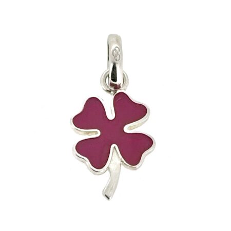 Links of London sterling silver pink clover charm front view