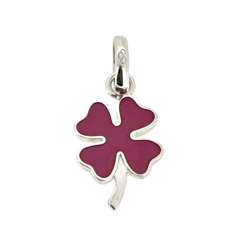 Links of London sterling silver pink clover charm front view