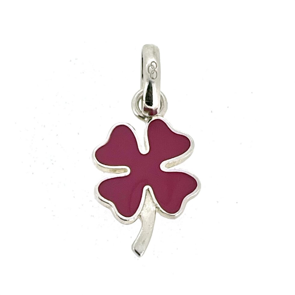 Vintage Links of London pink enamel four leaf clover charm