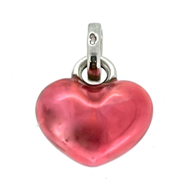 Vintage Links of London Mini Heart Charm with red enamel front view