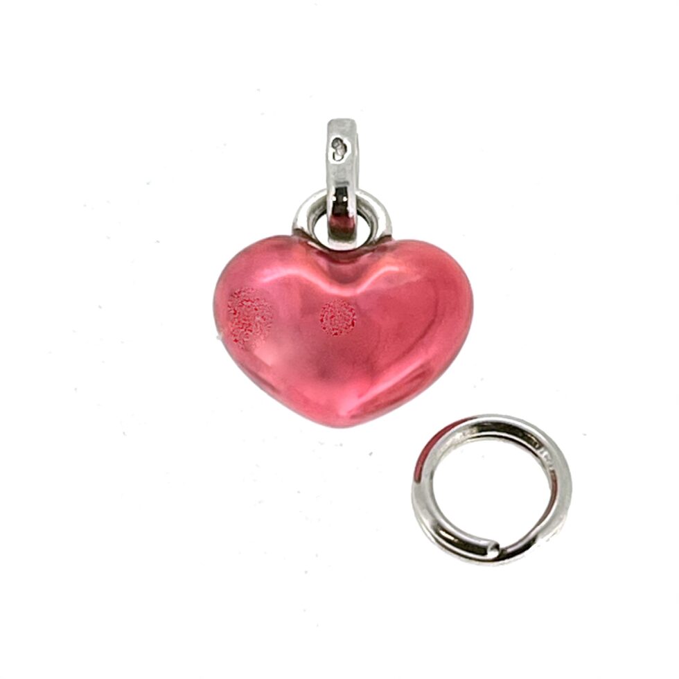 Red enamel Mini Heart Charm with split ring attachment