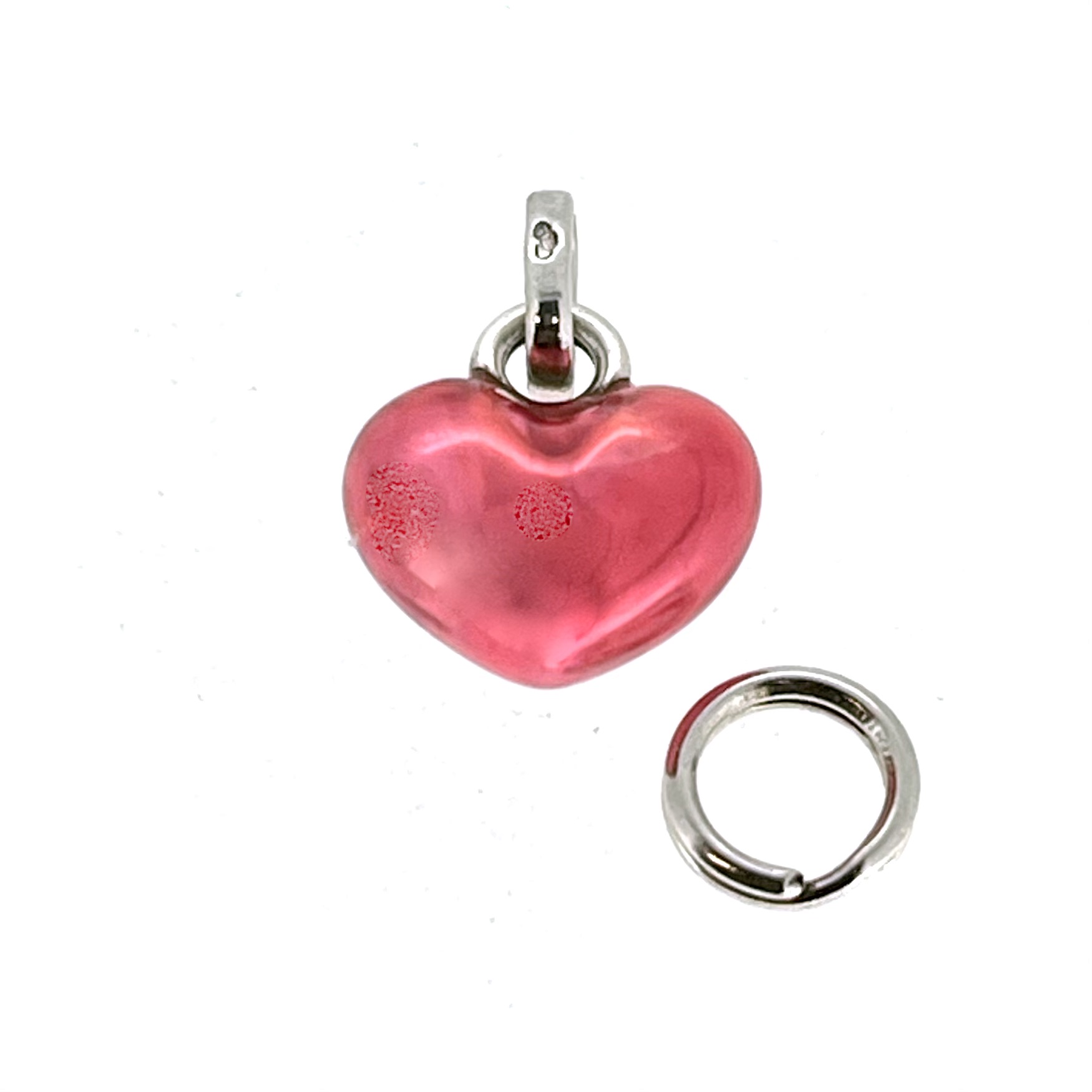 Red enamel Mini Heart Charm with split ring attachment