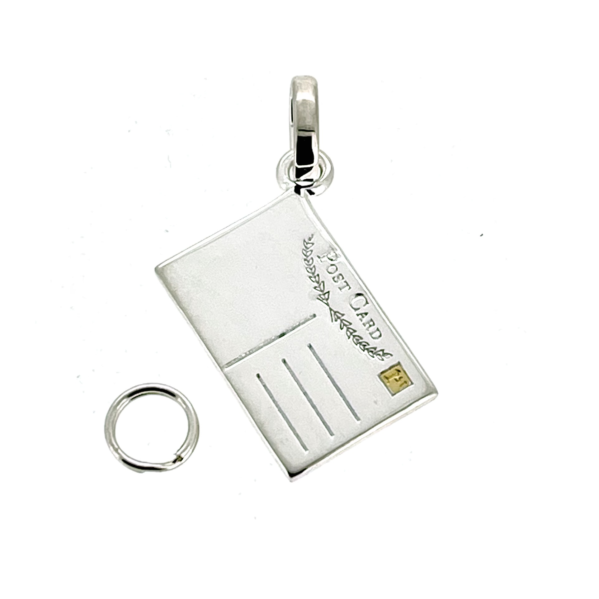Links of London postcard charm with 18ct gold vermeil stamp