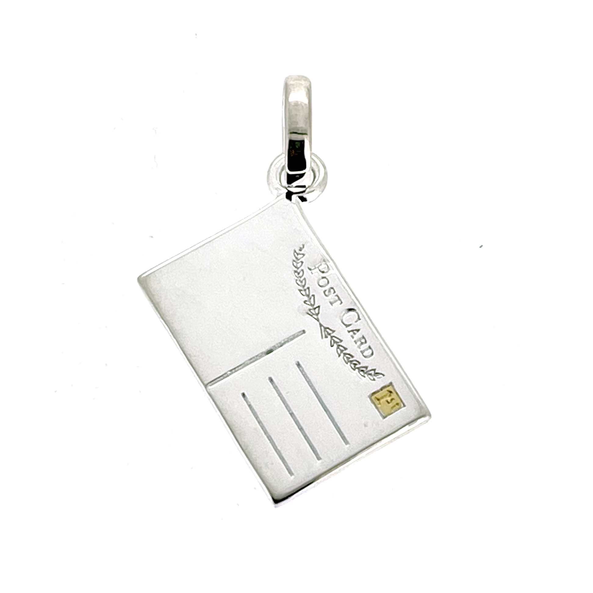 Links of London postcard charm with 18ct gold vermeil stamp